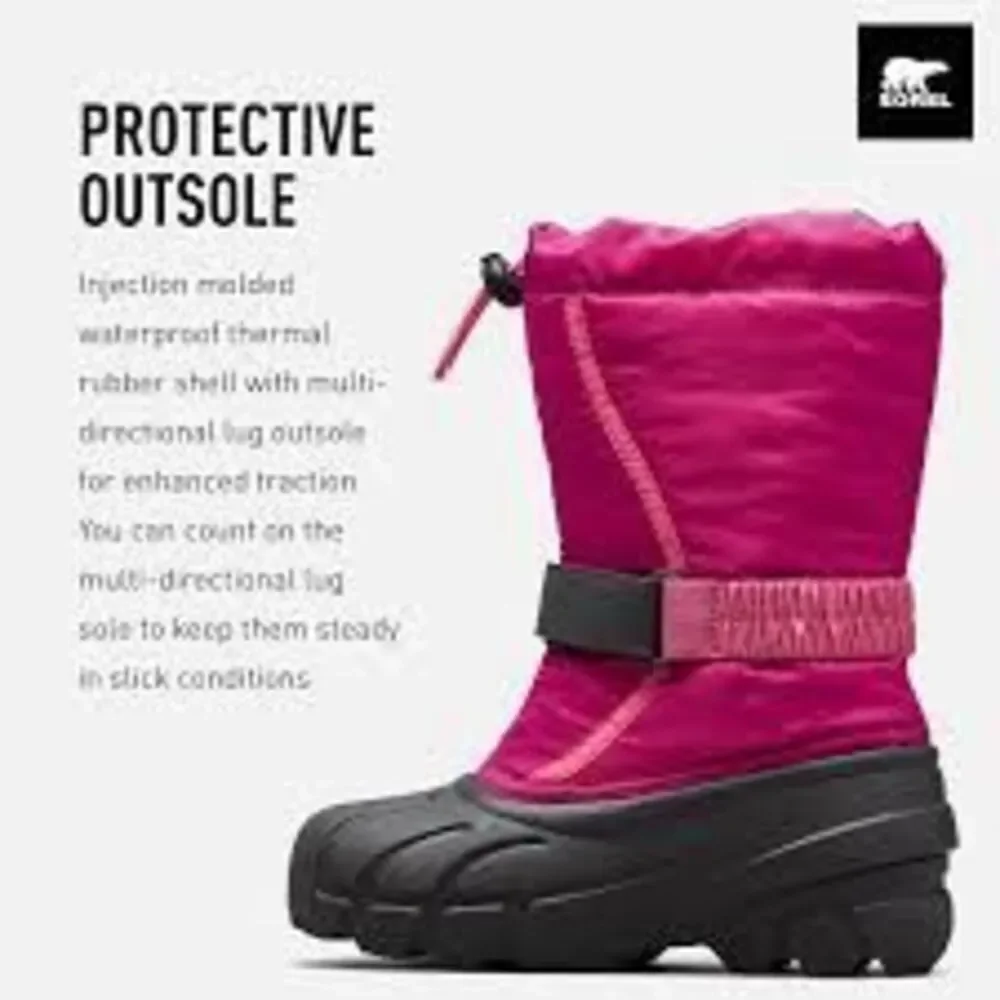 Sorel Big Kids Size 4 Flurry Boots Blooming Pink Winter Snow Waterproof Thermal